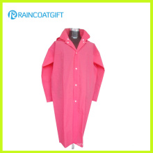 Fashion Pink Soft EVA Women′s Raincoat with Long Sleeve Rvc-159